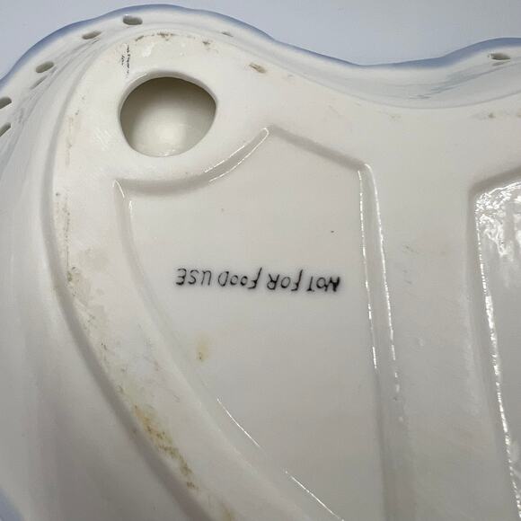 VTG Lace Lattice Textured Molded Milk Glass Painted Heart Flower Garden Decor - Picture 8 of 11